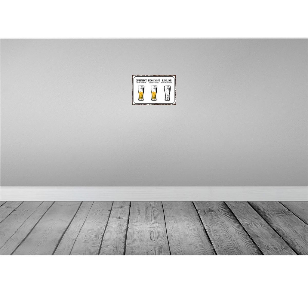 [LA-114450-H] Holzschild 20x30 cm Bier Optimist Pessimist Realist Bild 2