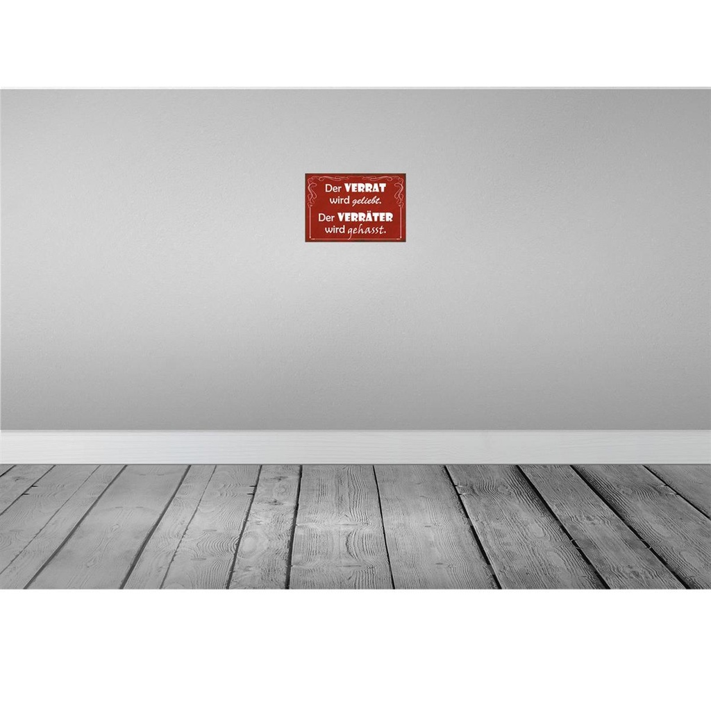 [LA-114457-2030] Blechschild 20x30 cm Verrat geliebt Verräter gehasst Spruch Zitat Bild 2