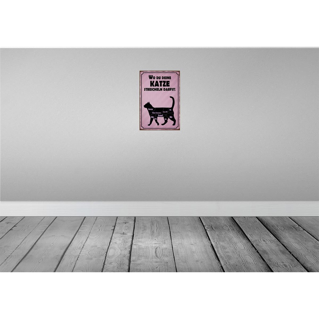 [LA-114466-2030] Blechschild 30x20 cm wo du deine Katze streicheln Tier Haustier Bild 2
