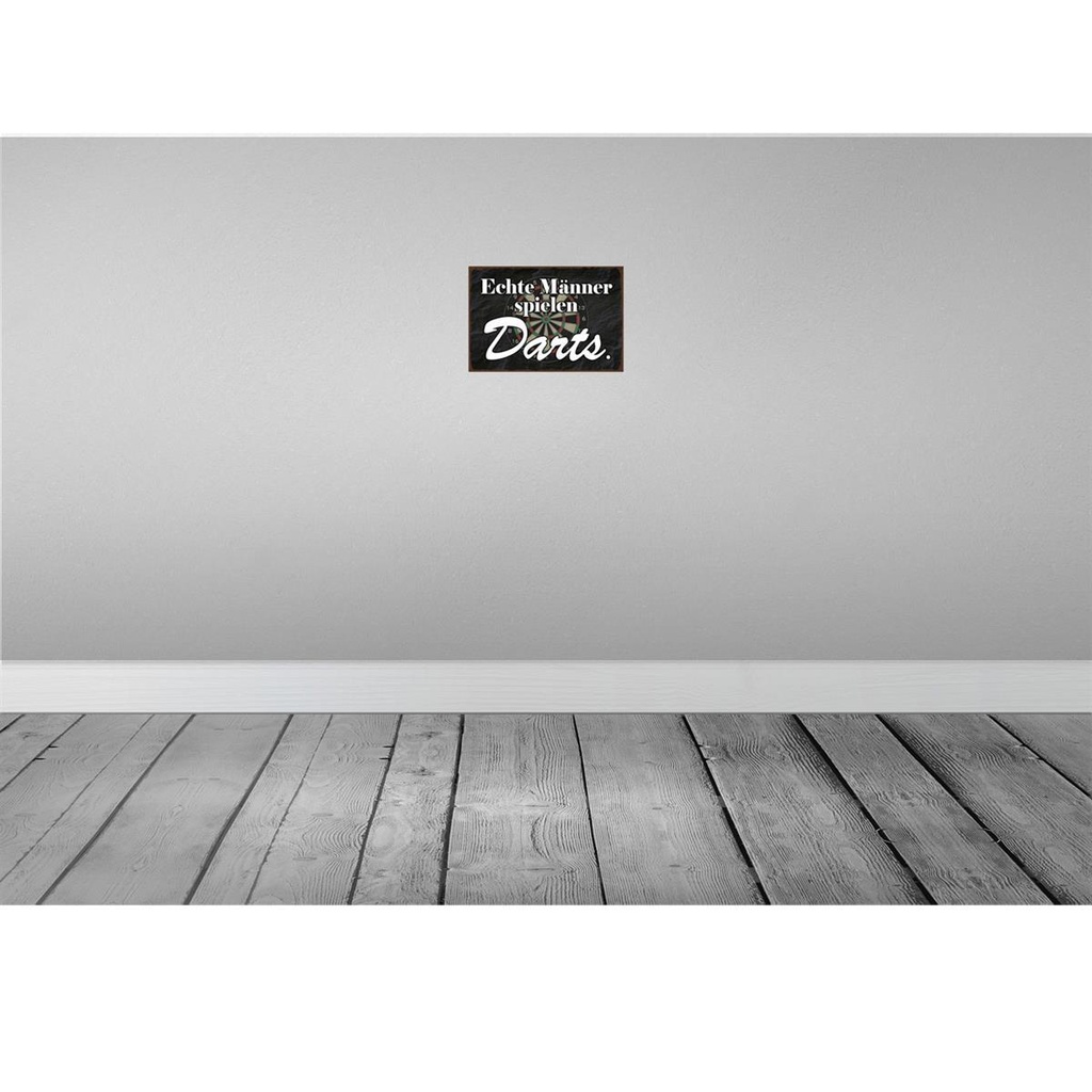 [LA-114507-H] Holzschild 20x30 cm echte Männer spielen Darts Frauen Bild 2