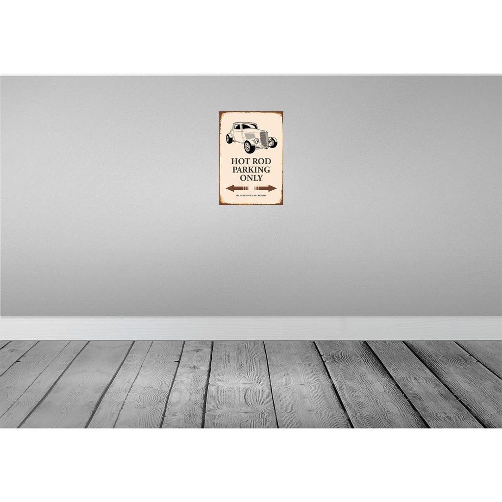 [LA-114517-H] Holzschild 30x20 cm Hot rod Parking only all others Parkplatzschild Bild 2