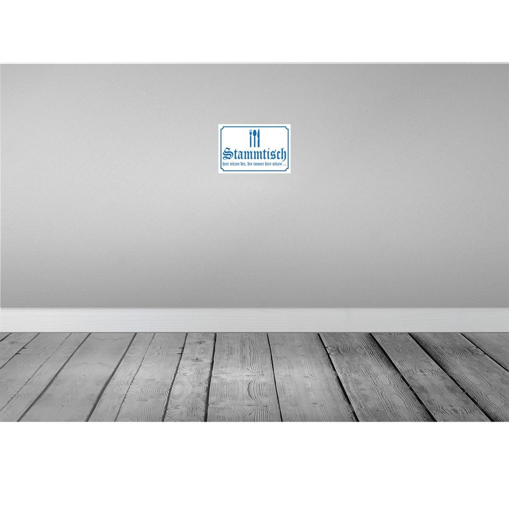 [LA-114559-2030] Blechschild 20x30 cm Stammtisch hier sitzen wieß Dekoration Spruch Zitat Bild 2