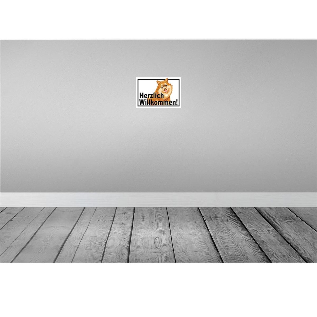 [LA-114567-H] Holzschild 20x30 cm Herzlich Willkommen Hunde Tier Haustier Bild 2