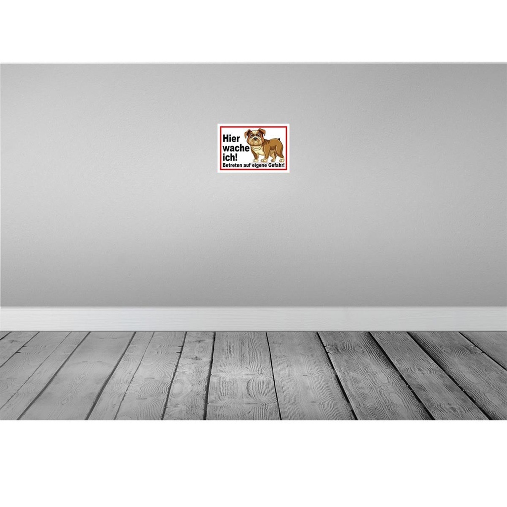 [LA-114568-2030] Blechschild 20x30 cm Hier wache ich Hunde Tier Haustier Hund Bild 2
