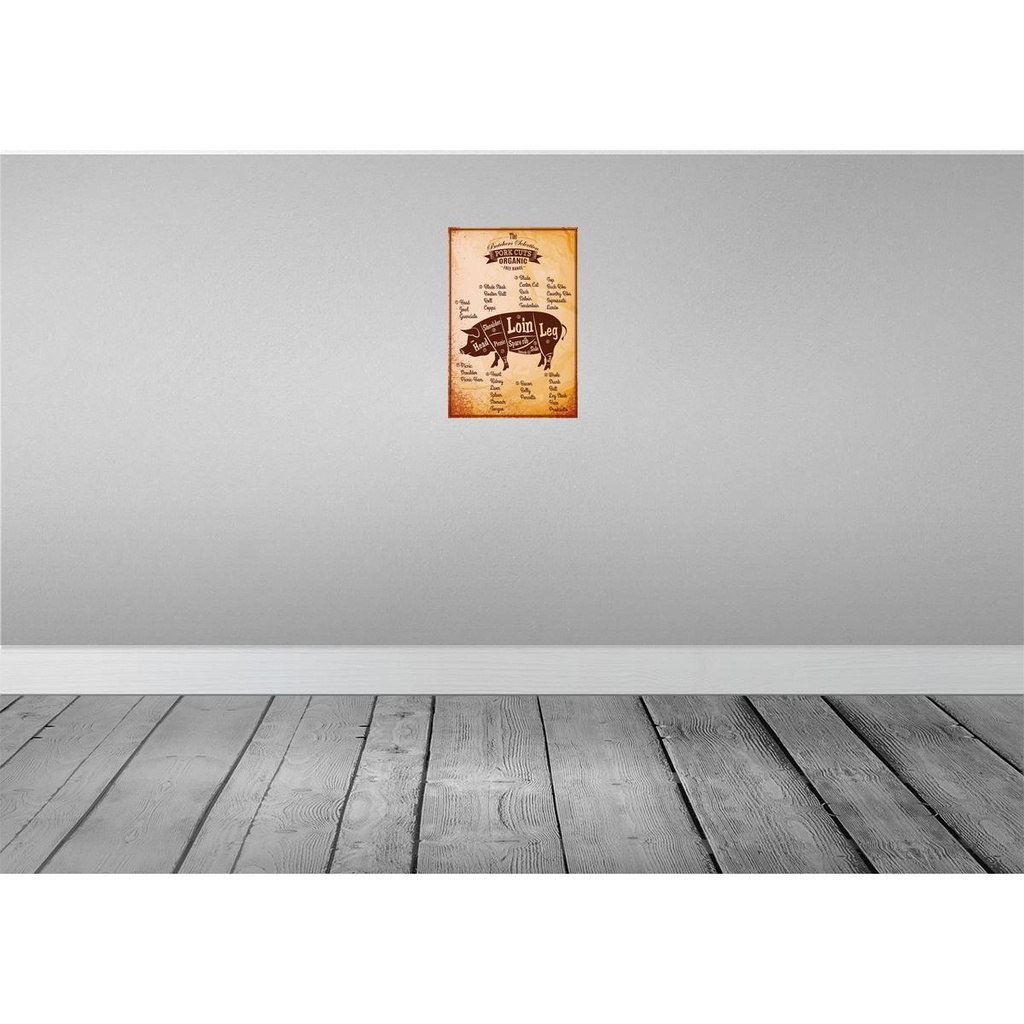 [LA-114610-2030] Blechschild 30x20 cm Schwein Pork cuts organic Metzgerei Hofladen Marktstand Laden Bild 2