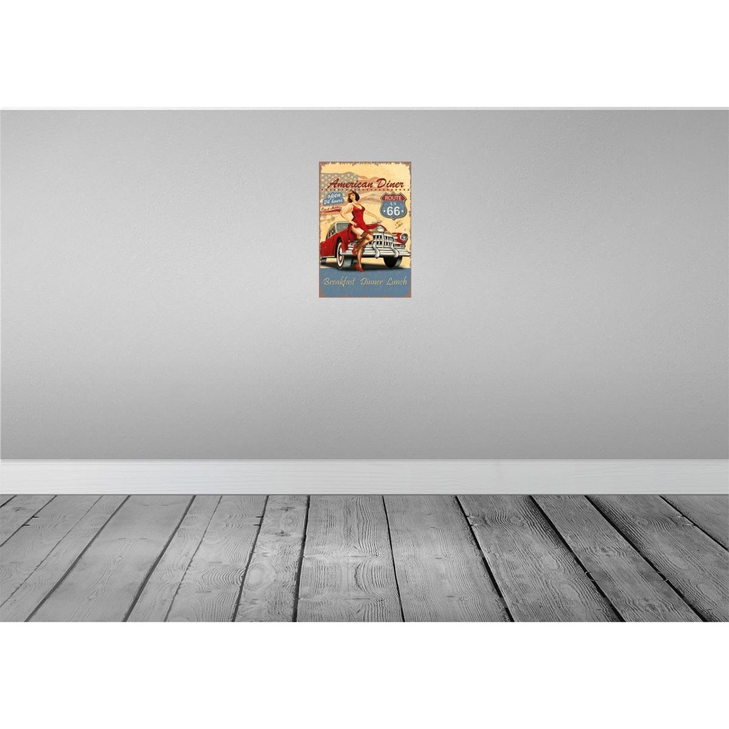 [LA-114619-H] Holzschild 30x20 cm Pinup American Diner Breakfast Pin Up Bild 2