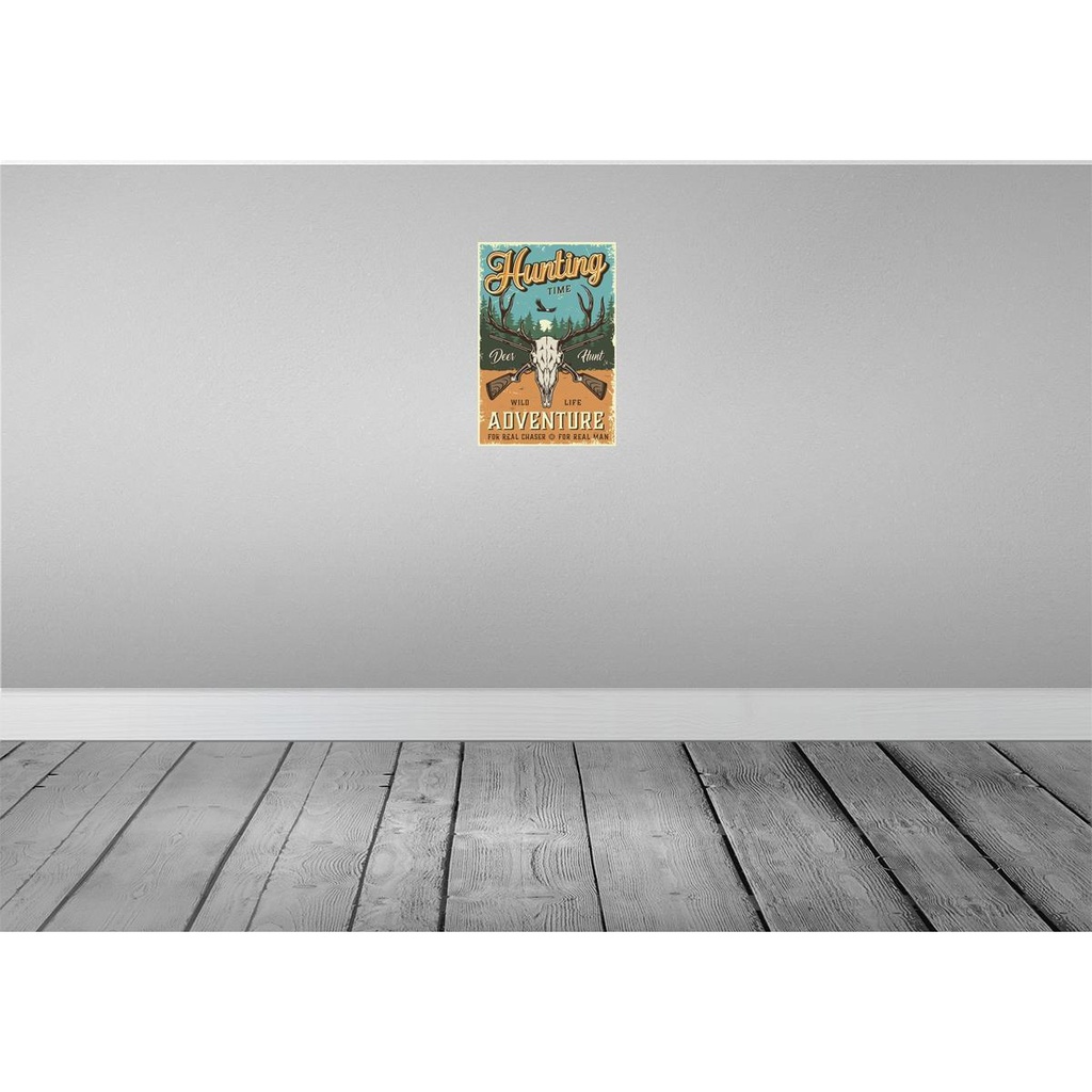 [LA-114639-H] Holzschild 30x20 cm Hunting Time Adventure Abenteuer Reisen Bild 2