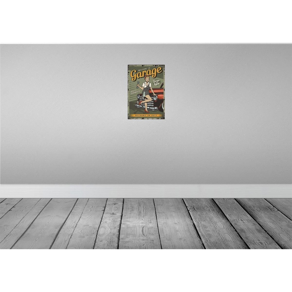 [LA-114663-2030] Blechschild 30x20 cm Pinup welcome to Garage service Pin Up Bild 2