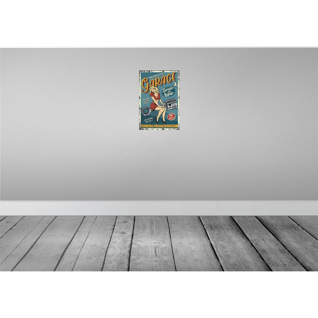 [LA-114665-H] Holzschild 30x20 cm Pinup motorcycle Garage 24service Pin Up Bild 2
