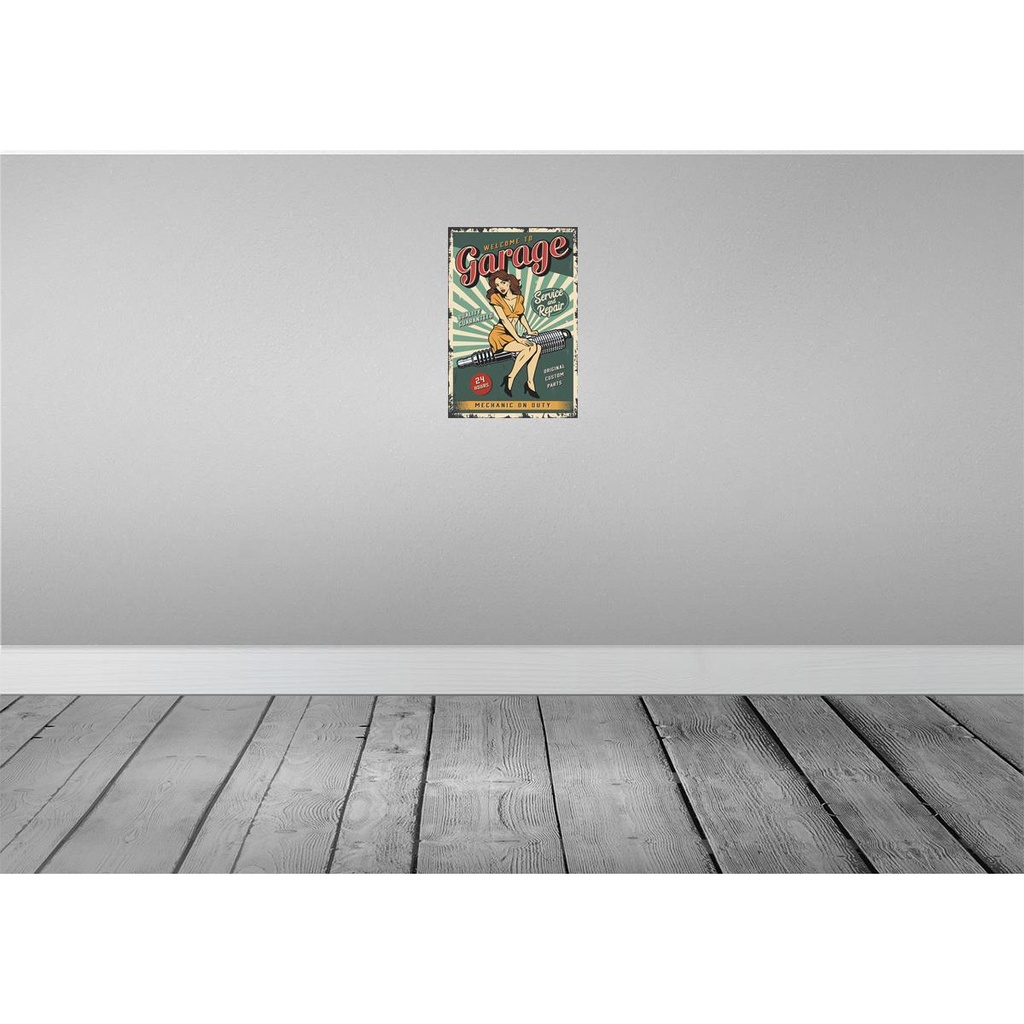 [LA-114666-H] Holzschild 30x20 cm Pinup welcome Garage 24 service Pin Up Bild 2