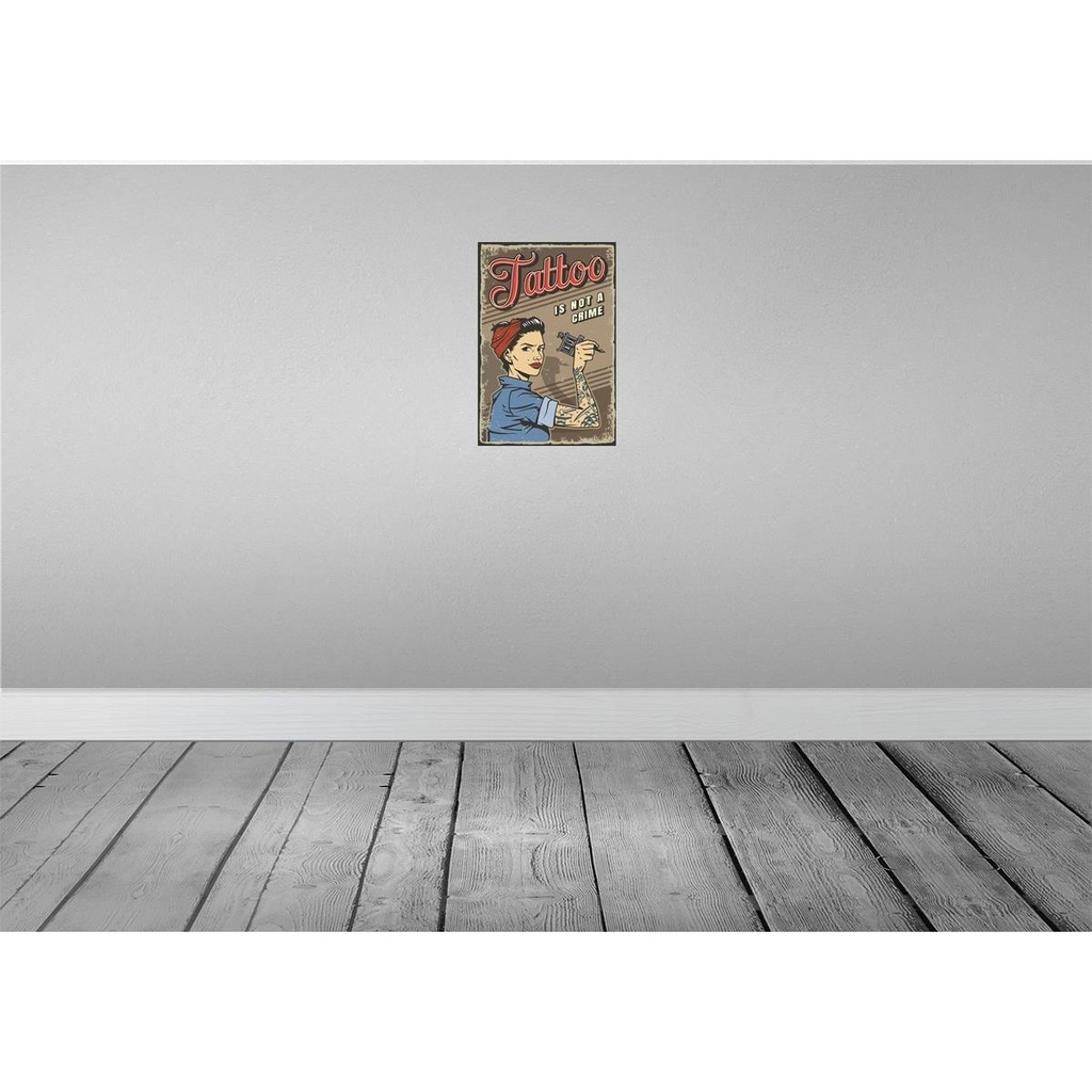 [LA-114669-H] Holzschild 30x20 cm Tatoo is not a crime Pinup Pin Up Bild 2