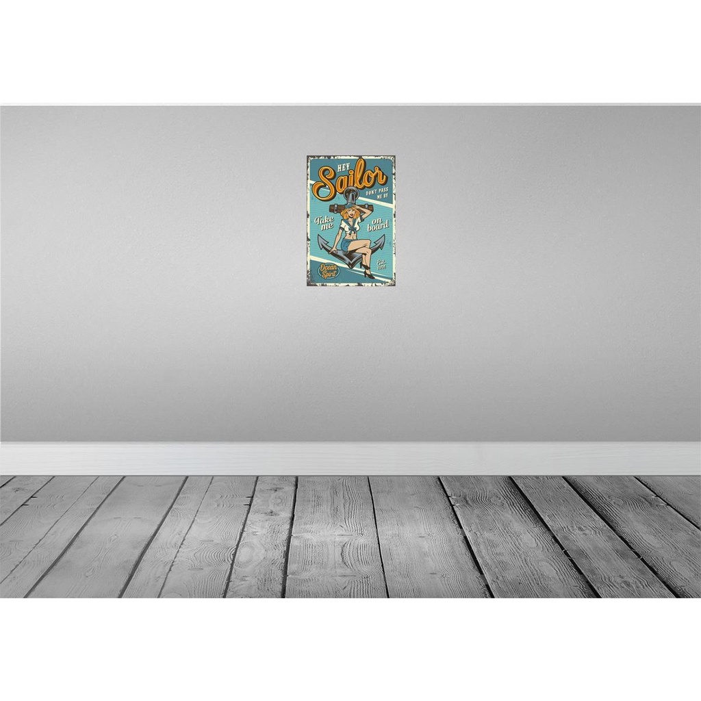 [LA-114670-2030] Blechschild 30x20 cm Pinup hey Sailor Ocean spirit See Pin Up Bild 2