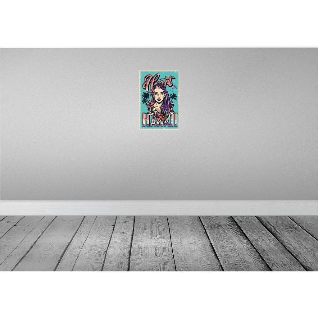 [LA-114680-2030] Blechschild 30x20 cm Pinup Hawaii i left my heart Pin Up Bild 2