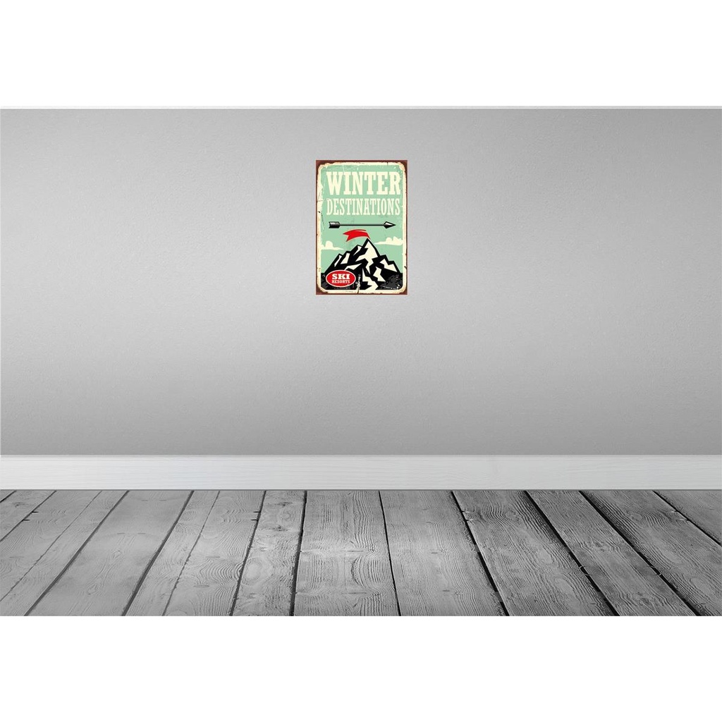 [LA-114692-2030] Blechschild 30x20 cm Ski winter destinations Dekoration Bild 2
