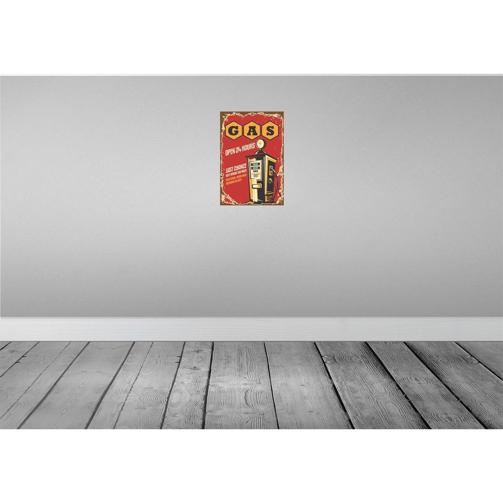 [LA-114722-H] Holzschild 30x20 cm Gas open 24 next service Warnschild Hinweisschild Bild 2