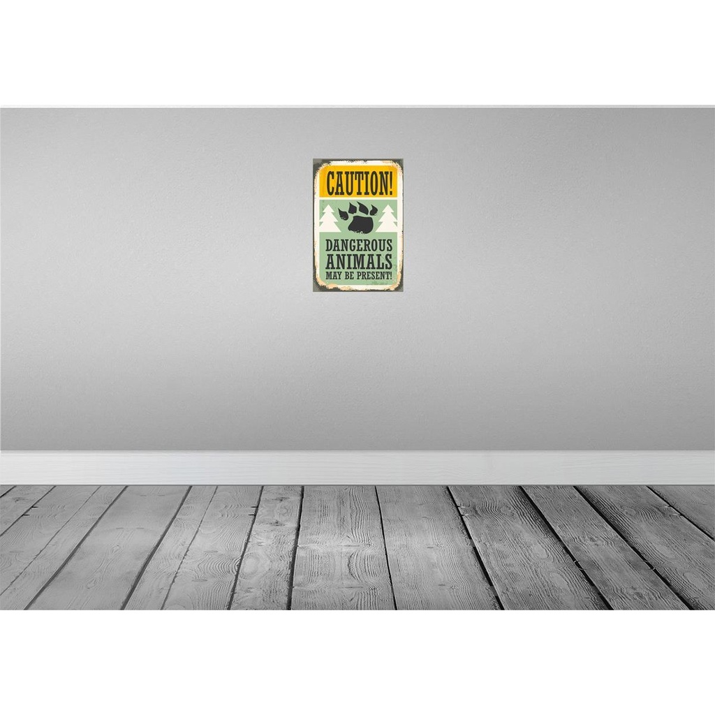 [LA-114749-H] Holzschild 30x20 cm Caution dangerous animals Warnschild Hinweisschild Bild 2