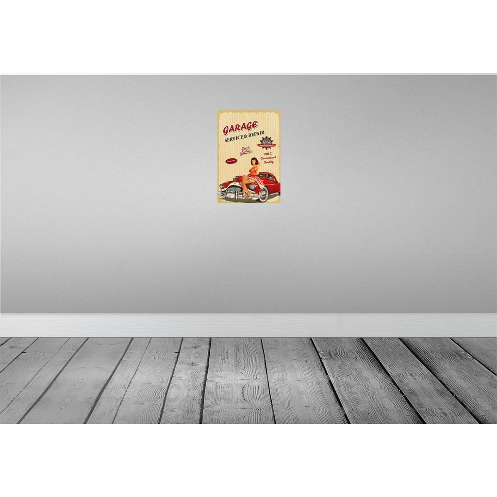 [LA-114763-2030] Blechschild 30x20 cm Pinup RGarage Service Repair Auto Pin Up Bild 2