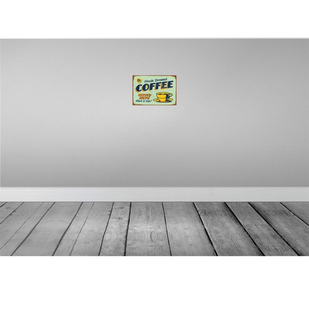 [LA-114773-2030] Blechschild 20x30 cm Kaffee fresh brewed Coffee Served Essen Trinken Bild 2