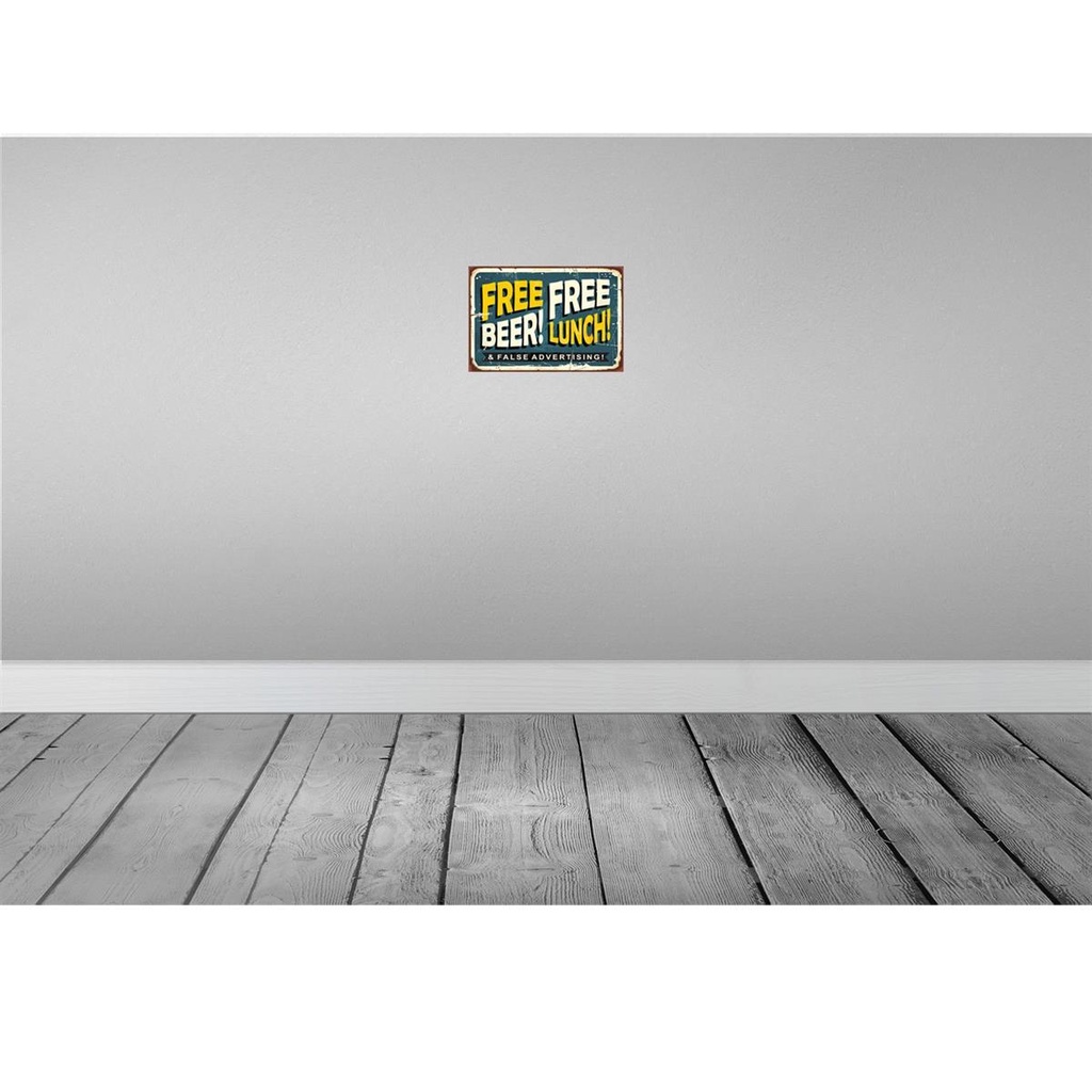[LA-114781-2030] Blechschild 20x30 cm Free beer lunch Alkohol Essen Trinken Bar Club Bild 2