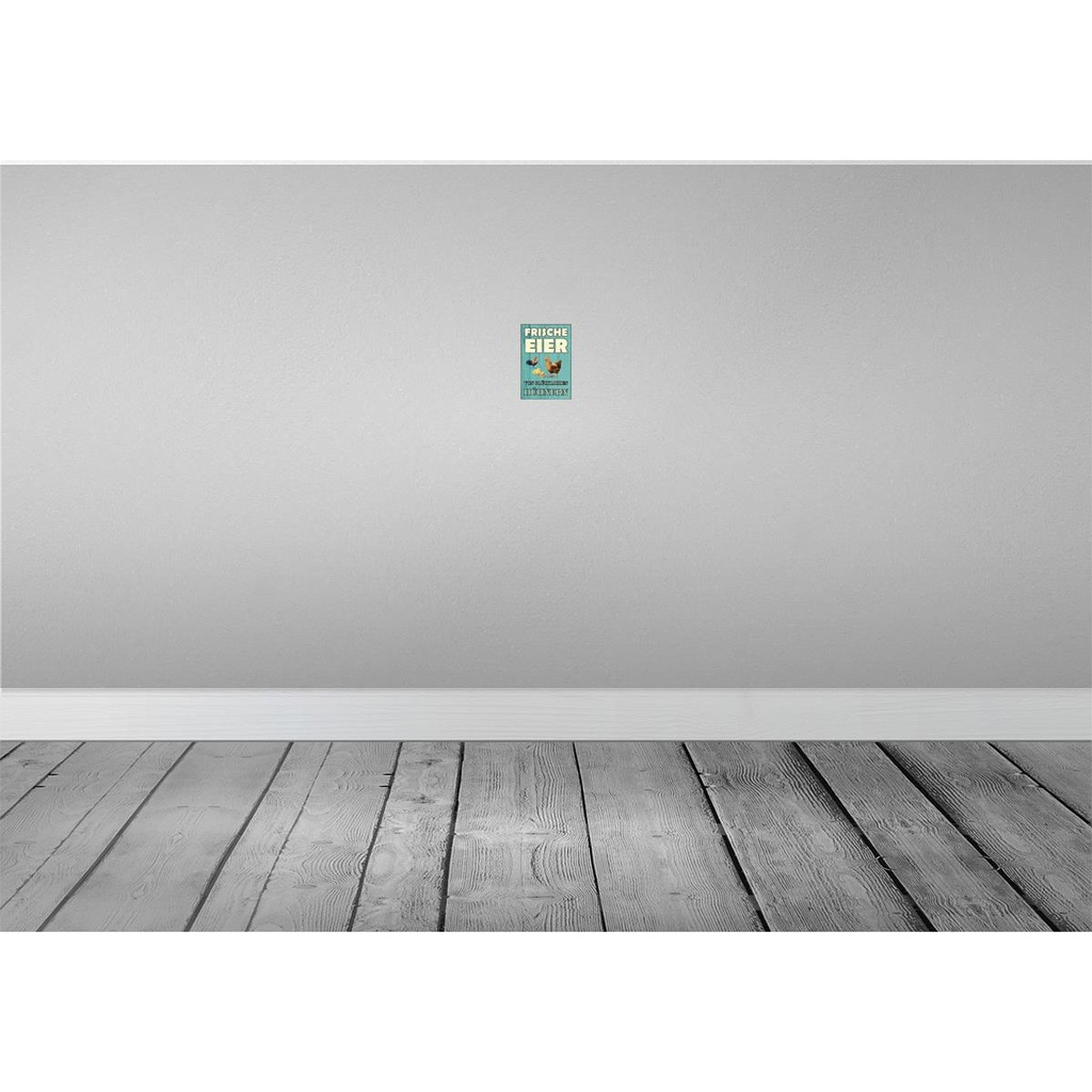 [LA-114866-1812] Blechschild 18x12 cm frische Eier glückliche Hühner Tier Haustier Bild 2
