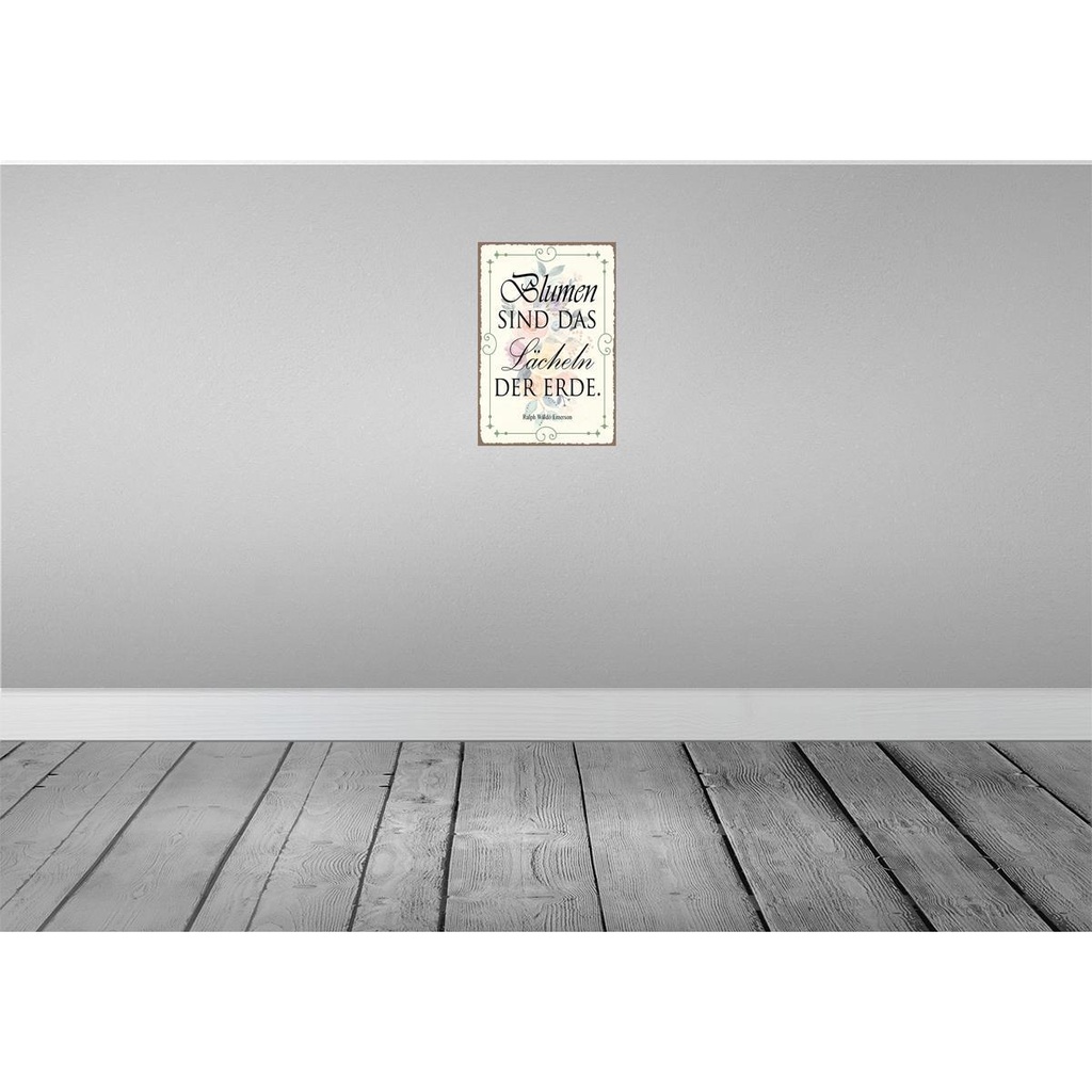 [LA-114867-2030] Blechschild 30x20 cm Blumen sind das Lächeln der Erde Spruch Zitat Bild 2