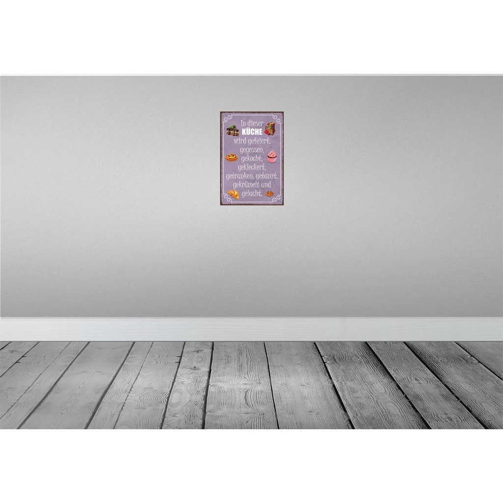 [LA-114871-2030] Blechschild 30x20 cm in dieser Küche wird gefeiert Kochen Essen Bild 2