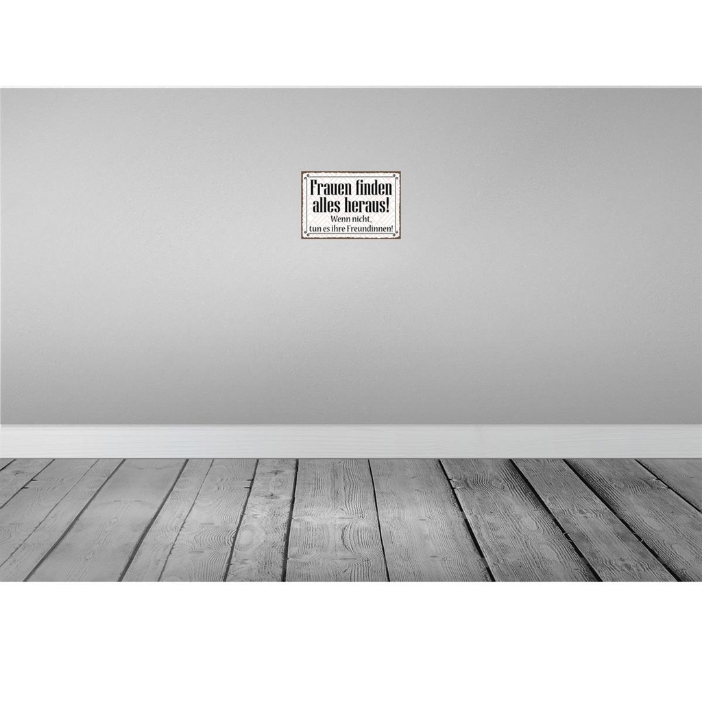 [LA-114884-H] Holzschild 20x30 cm Frauen finden alles heraus Spruch Zitat Bild 2