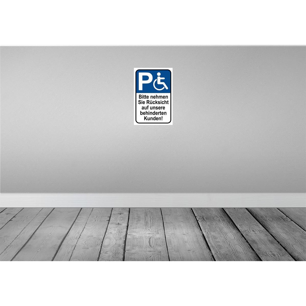 [LA-114901-2030] Blechschild 30x20 cm Rücksicht auf behinderten Kunden Warnschild Hinweisschild Sicherheit Vorsicht Bild 2