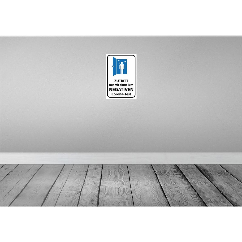 [LA-114921-2030] Blechschild 30x20 cm Zutritt negativen Corona Test Warnschild Hinweisschild Sicherheit Vorsicht Bild 2