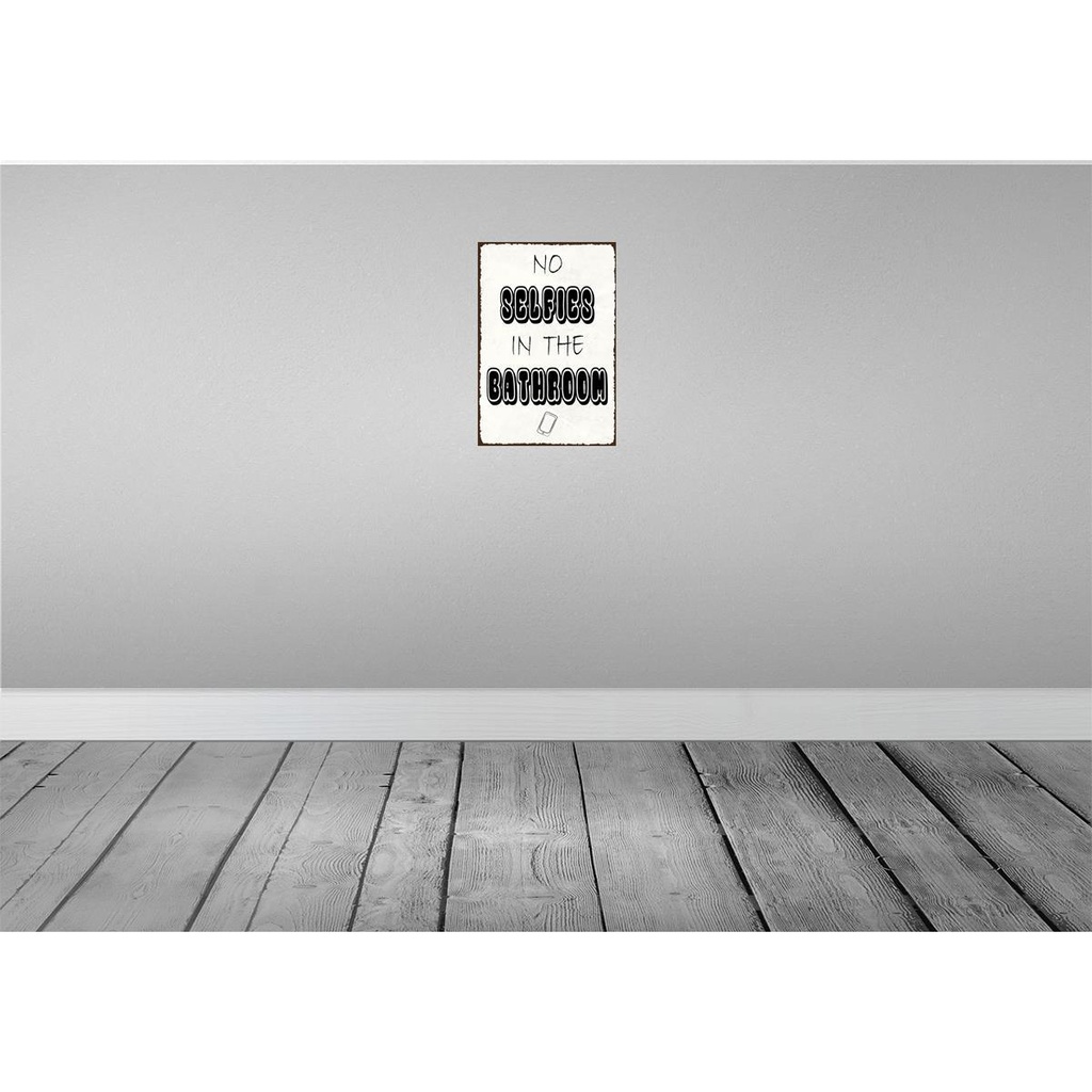[LA-114990-H] Holzschild 30x20 cm No Selfies in the Bathroom Warnschild Hinweisschild Bild 2