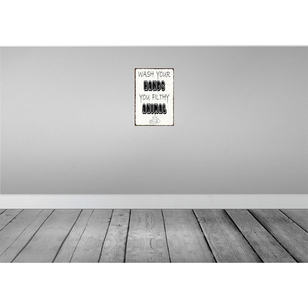 [LA-114991-2030] Blechschild 30x20 cm wash your hands filthy animal Warnschild Hinweisschild Sicherheit Vorsicht Bild 2