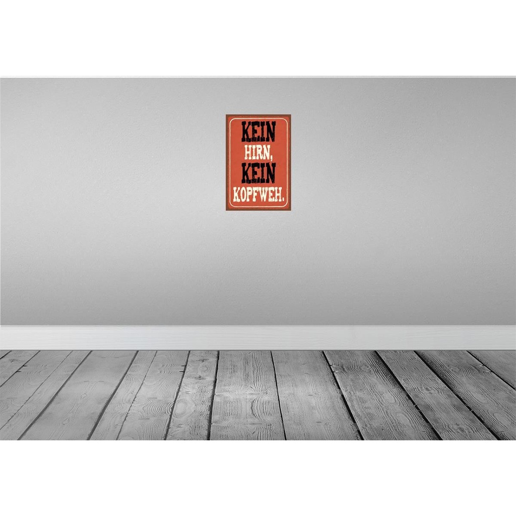 [LA-115047-2030] Blechschild 30x20 cm kein Hirn Kopfweh Dekoration Spruch Zitat Bild 2