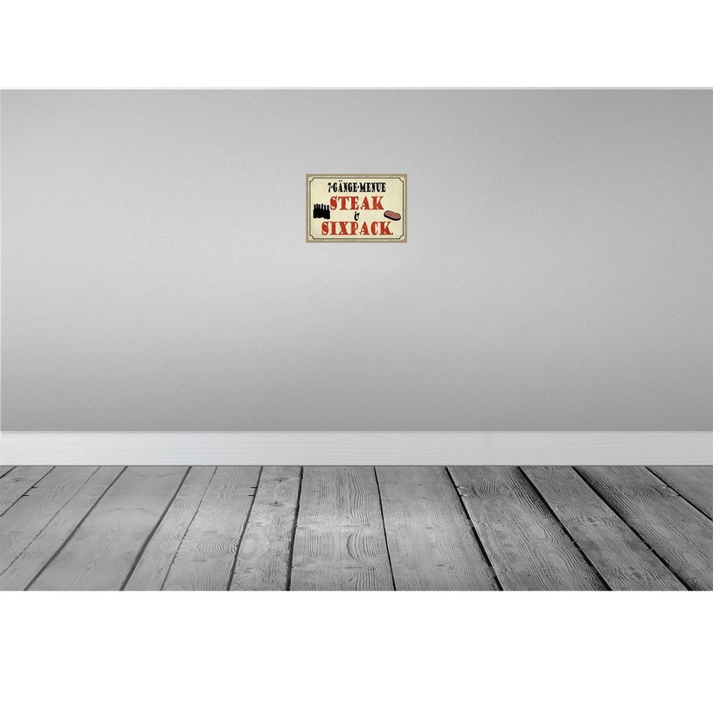 [LA-115085-2030] Blechschild 20x30 cm 7 Gänge Menü Steak Sixpack Grill Spruch Zitat Bild 2