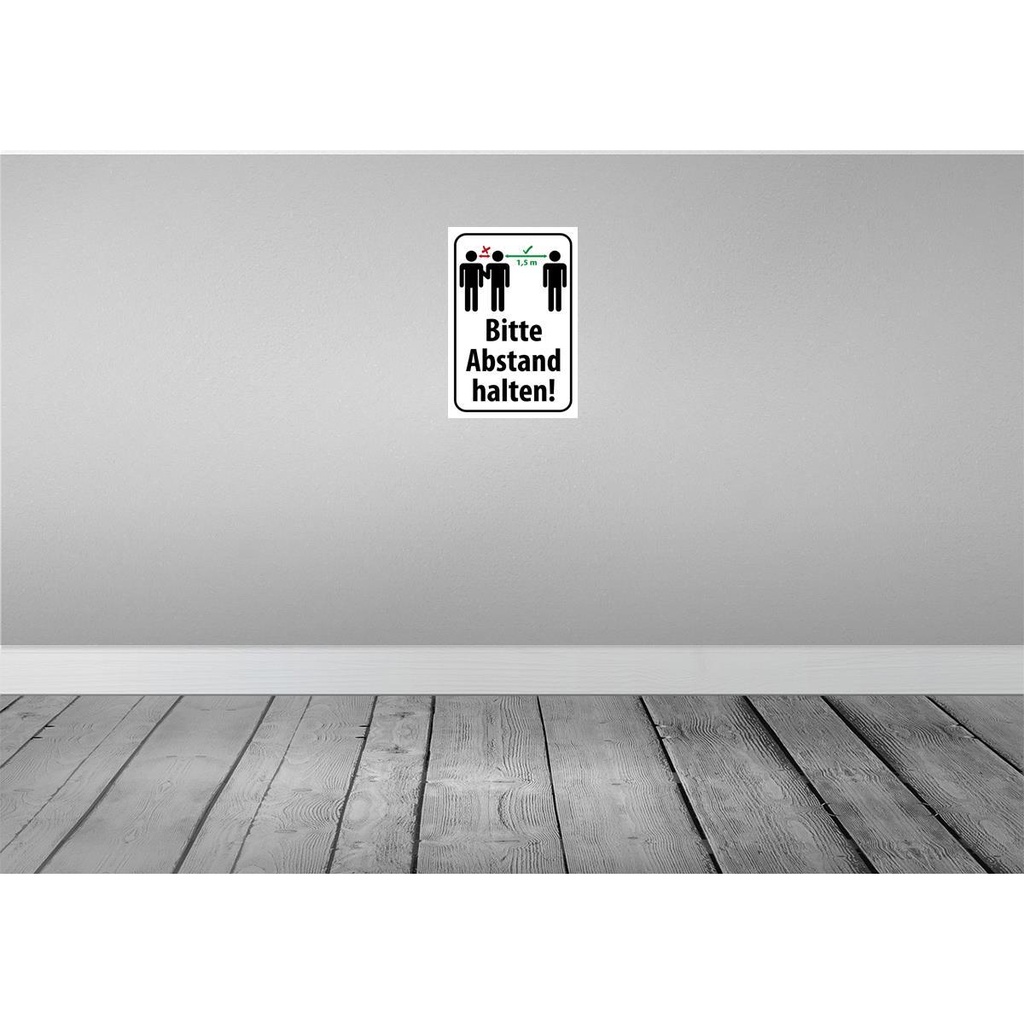 [LA-115108-H] Holzschild 30x20 cm bitte Abstand halten 1.5 m Warnschild Hinweisschild Bild 2