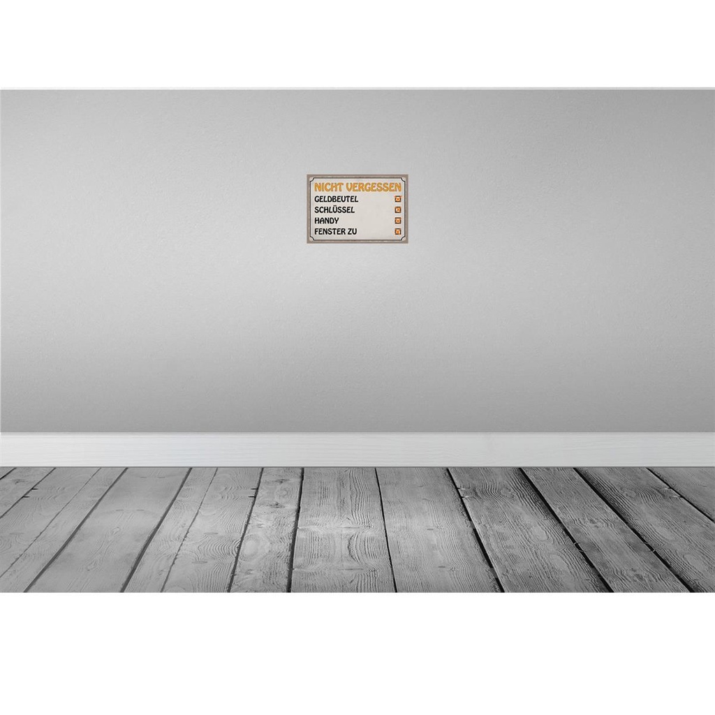 [LA-115174-2030] Blechschild 20x30 cm Liste nicht vergessen Geldbeutel Spruch Zitat Bild 2