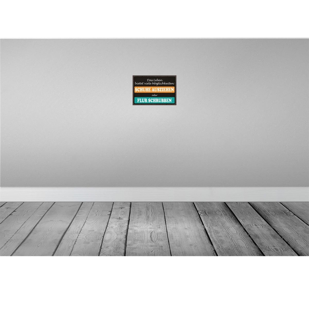 [LA-115175-H] Holzschild 20x30 cm Schuhe ausziehen Flur schrubben Spruch Zitat Bild 2