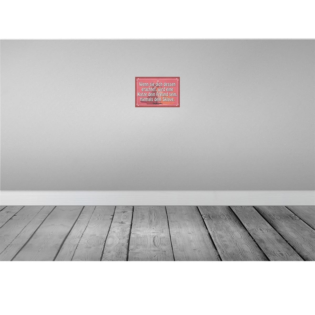 [LA-115197-2030] Blechschild 20x30 cm Katze dein Freund niemals Sklave Tier Haustier Bild 2