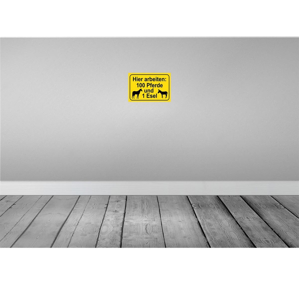 [LA-115207-2030] Blechschild 20x30 cm arbeiten 100 Pferde und 1 Esel Spruch Zitat Bild 2