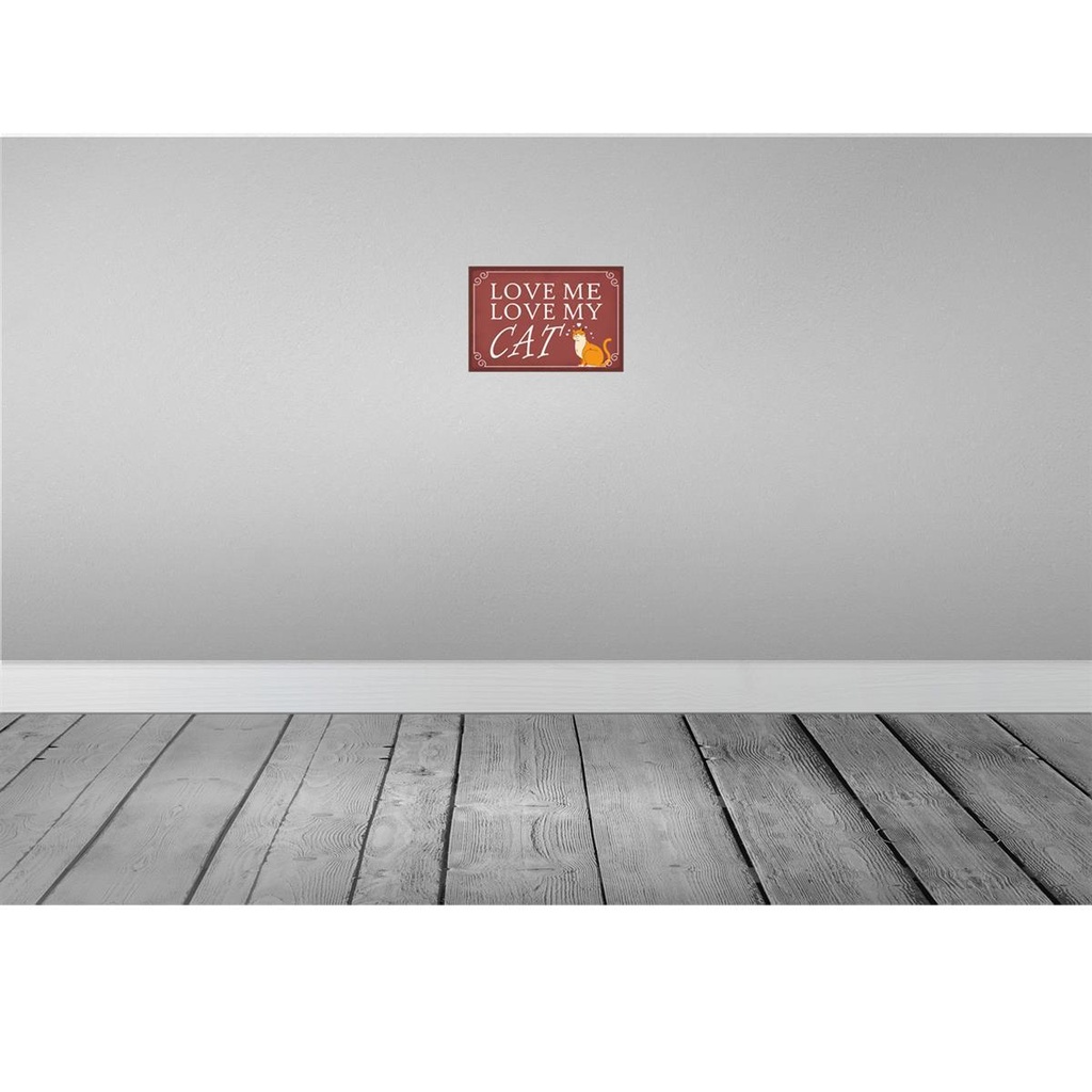 [LA-115228-H] Holzschild 20x30 cm love me my CAT Katze Tier Haustier Bild 2