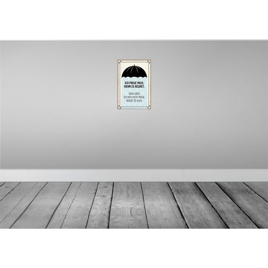 [LA-115247-2030] Blechschild 30x20 cm ich freue mich wenn es regnet Dekoration Spruch Zitat Bild 2