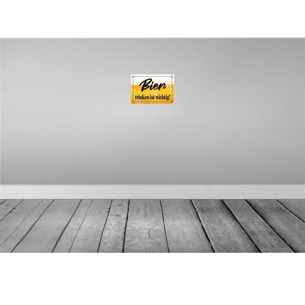 [LA-115259-2030] Blechschild 20x30 cm Bier trinken ist wichtig! Essen Bild 2