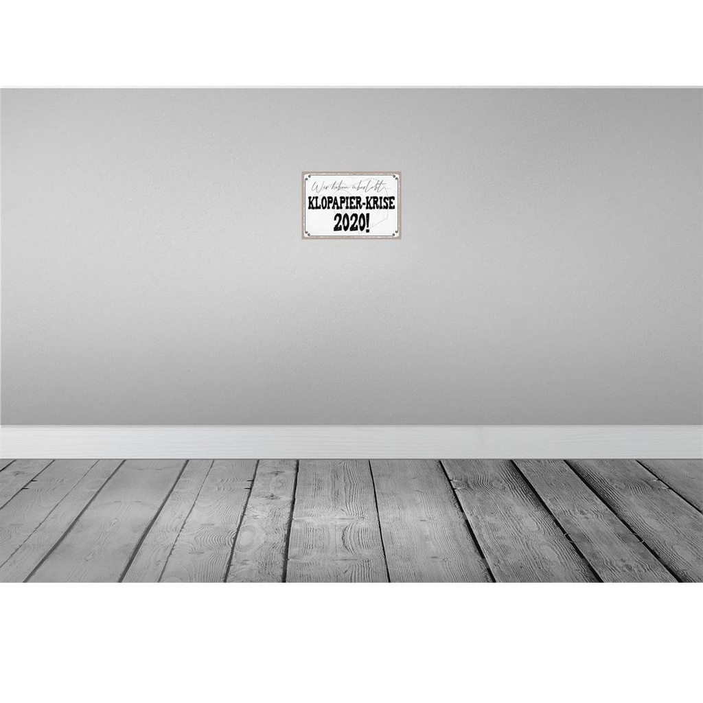 [LA-115270-2030] Blechschild 20x30 cm überlebt Klopapier Krise 2020 Dekoration Spruch Zitat Bild 2