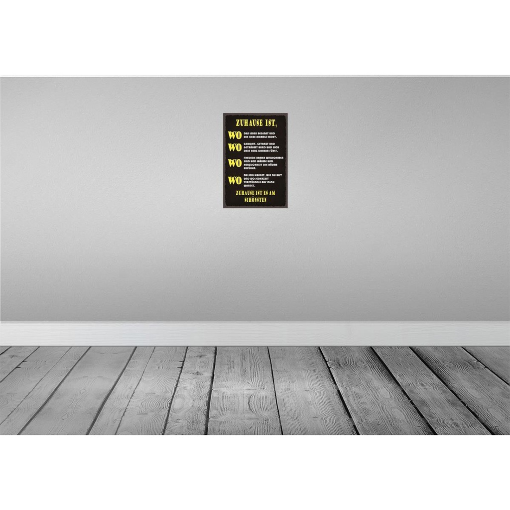 [LA-115275-2030] Blechschild 30x20 cm Zuhause ist wo Leben und Liebe Spruch Zitat Bild 2