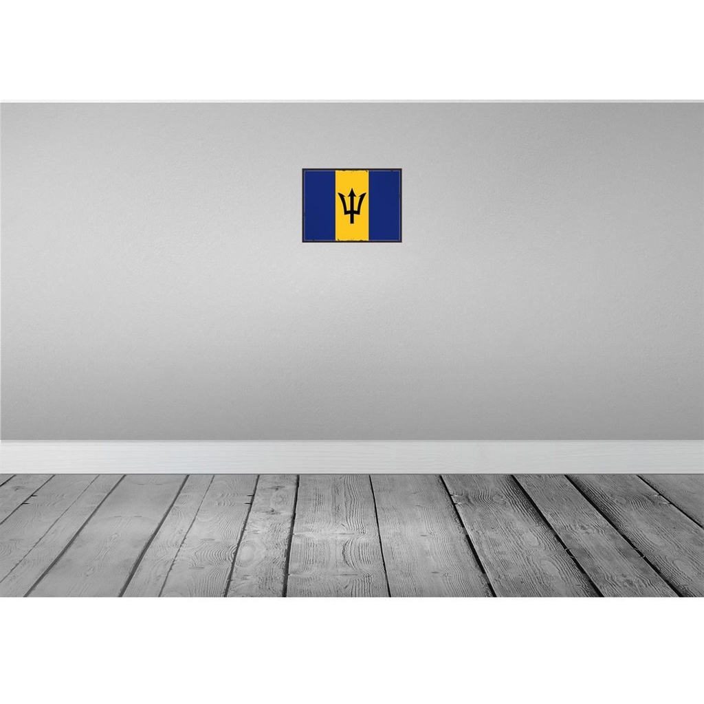 [LA-115523-2030] Blechschild 20x30 cm Barbados Flagge Fahne Wappen Bild 2