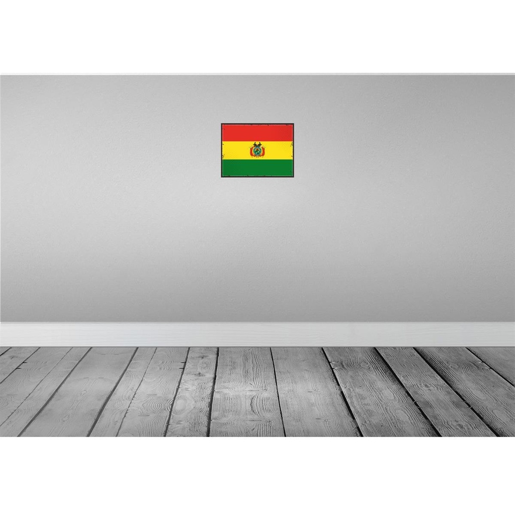 [LA-115530-H] Holzschild 20x30 cm Boliviens Bolivia Flagge Fahne Wappen Bild 2