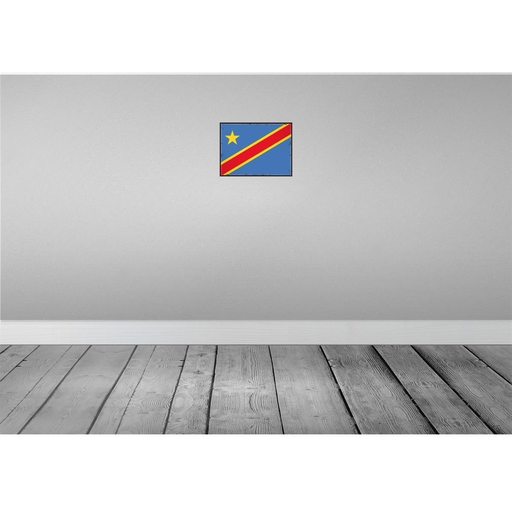 [LA-115559-H] Holzschild 20x30 cm DR Kongo democratic Congo Flagge Fahne Wappen Bild 2