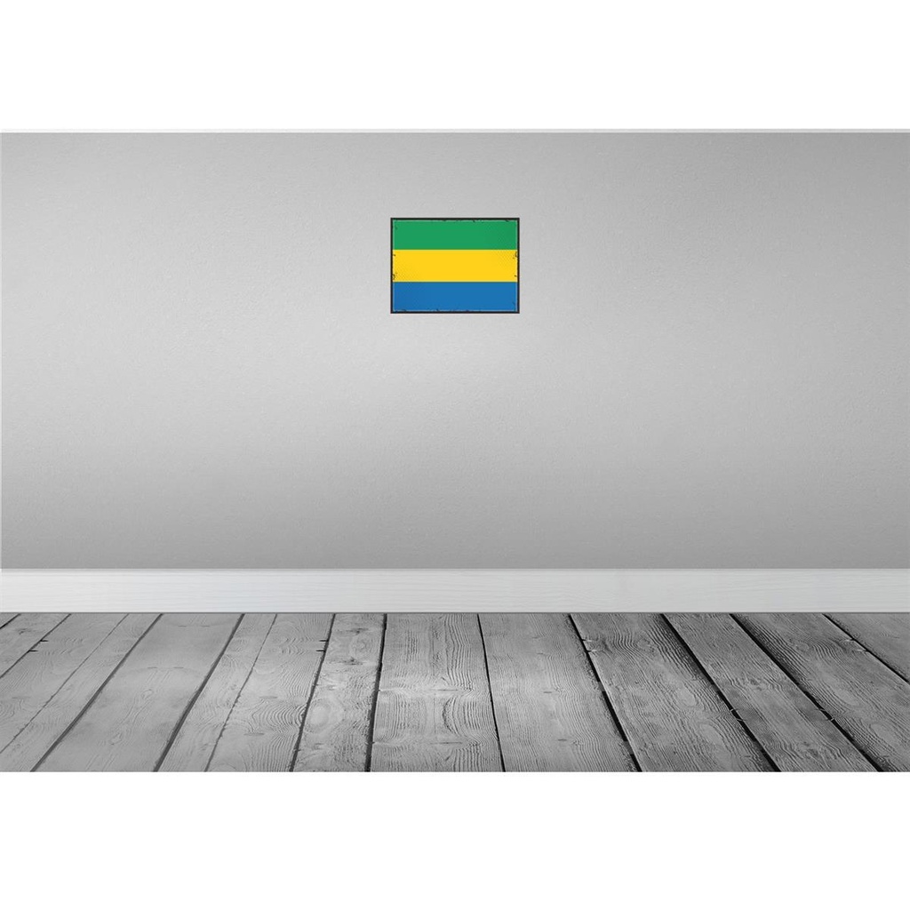 [LA-115579-H] Holzschild 20x30 cm Gabuns Gabon Flagge Fahne Wappen Bild 2
