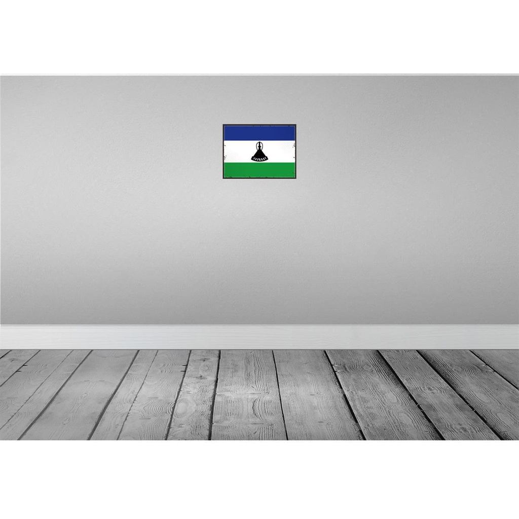 [LA-115620-H] Holzschild 20x30 cm Lesothos Lesotho Flagge Fahne Wappen Bild 2