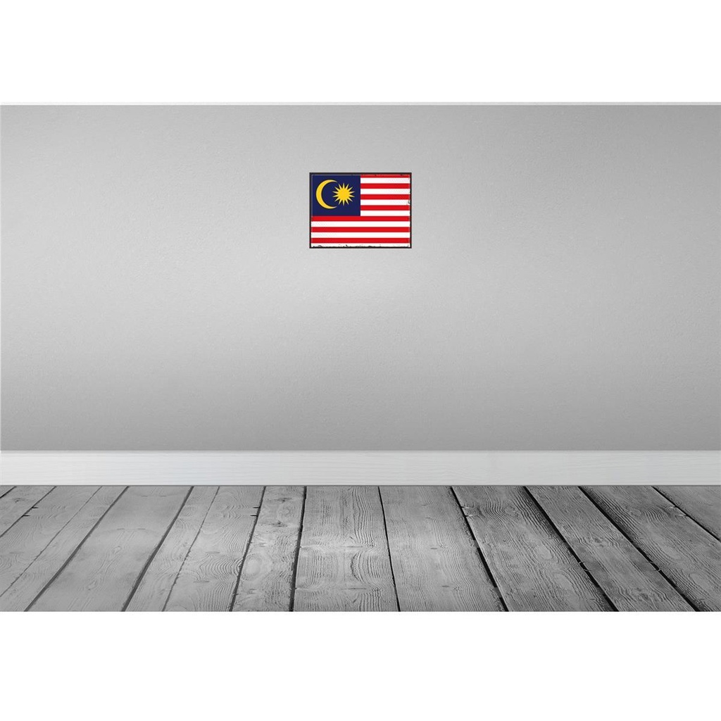 [LA-115629-H] Holzschild 20x30 cm Malaysias Malaysia Flagge Fahne Wappen Bild 2