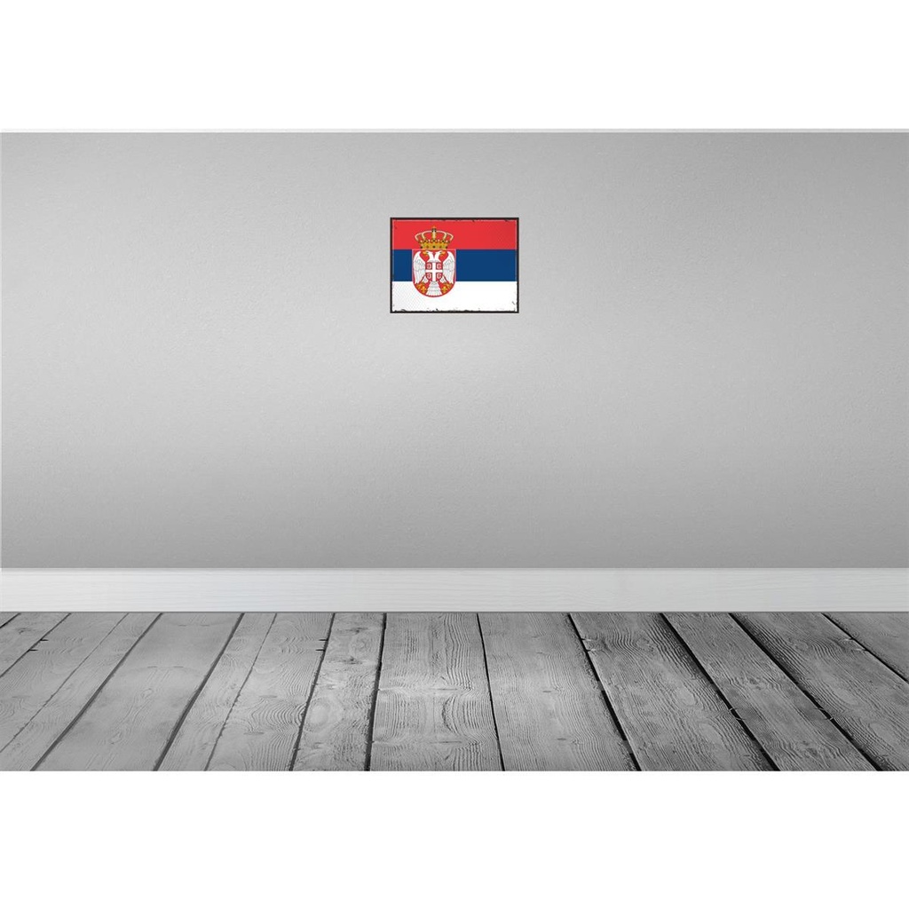 [LA-115686-H] Holzschild 20x30 cm Serbiens Serbia Flagge Fahne Wappen Bild 2